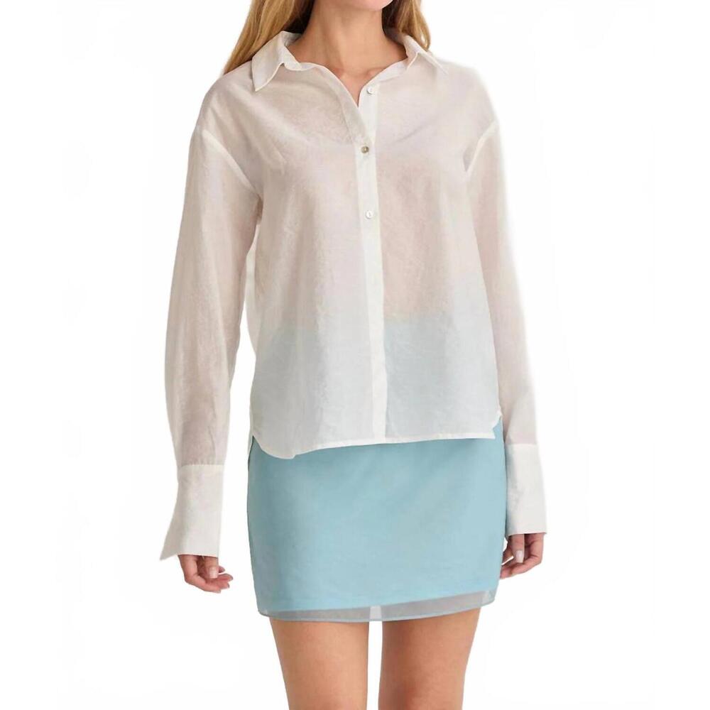 NEW CRESCENT nadia sheer button up shirt in white